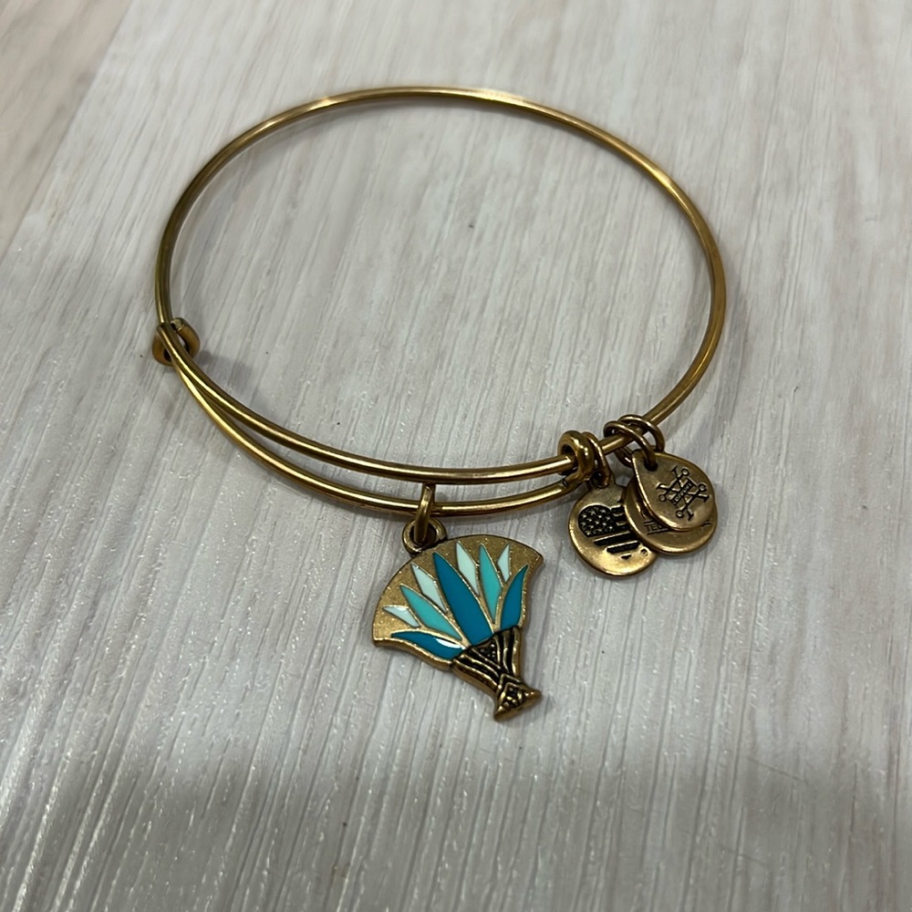 Alex and Ani Gold Blue Lotus Bracelet